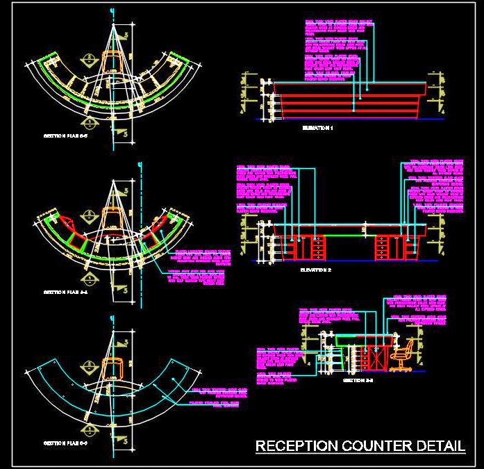 Curved Reception Desk DWG for Architects and Designers